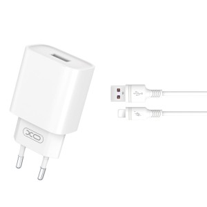 XO ładowarka sieciowa CE02D QC 3.0 18W 1x USB biała + kabel Lightning