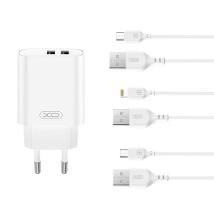 XO ładowarka sieciowa CE34 2x USB 2,4A biała + kabel microUSB