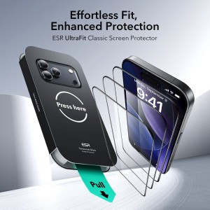 SZKŁO HARTOWANE ESR ULTRAFIT TEMPERED GLASS 2-PACK IPHONE 17 PRO BLACK