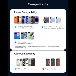 ESR OMNILOCK CRYOBOOST MAGNETIC MAGSAFE VENT CAR MOUNT WIRLESSS CHARGER 25W QI2.2 BLACK