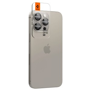 OSŁONA APARATU SPIGEN OPTIK PRO GLAS.TR ”EZ FIT” CAMERA PROTECTOR 2-PACK IPHONE 14 PRO / MAX / 15 PRO / MAX / 16 PRO / MAX / 17 PRO / MAX NATURAL TITANIUM