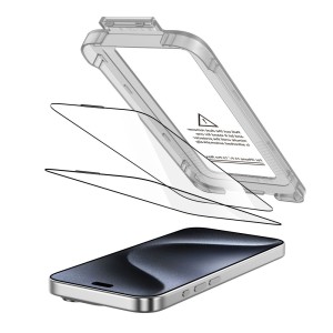 SZKŁO HARTOWANE TECH-PROTECT QUICK SET+ 2-PACK IPHONE 15 PRO BLACK
