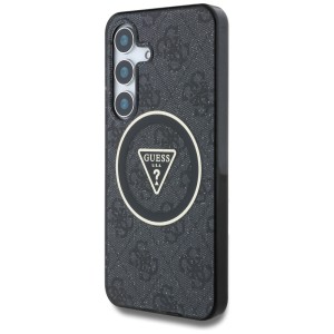 Etui Guess 4G Glitter Triangle Buttons MagSafe do Samsung Galaxy S25+ czarny