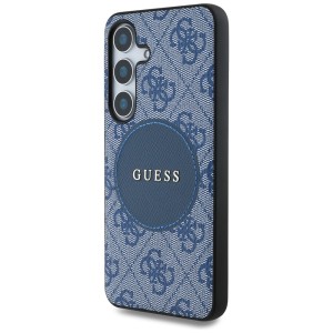 Etui Guess 4G Round Patch Classic Logo   MagSafe do Samsung Galaxy S25 niebieski