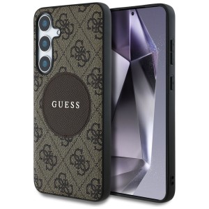 Etui Guess 4G Round Patch Classic Logo   MagSafe do Samsung Galaxy S25+ brązowy