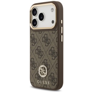 Etui Guess 4G Strass Logo MagSafe do     iPhone 17 Pro brązowy
