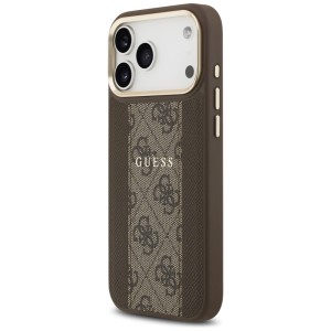 Etui Guess 4G Stripe MagSafe do iPhone   17 Pro Max brązowy