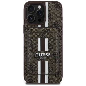 Etui Guess 4G Stripes z portfelem        Magsafe do iPhone 16 Pro Max brązowy