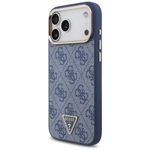 Etui Guess 4G Triangle Logo MagSafe do   iPhone 17 Pro Max niebieski złoty