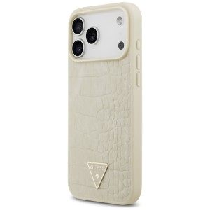 Etui Guess Croco Triangle Logo MagSafe   do iPhone 17 Pro Max złoty