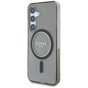 Etui Guess Glitter Circle Classic Logo   MagSafe do Samsung Galaxy S25 czarny