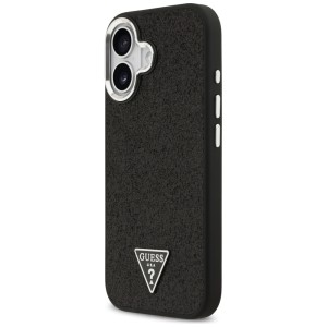 Etui Guess Glitter Triangle Logo MagSafe do iPhone 17 czarny