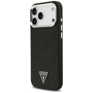 Etui Guess Glitter Triangle Logo MagSafe do iPhone 17 Pro Max czarny