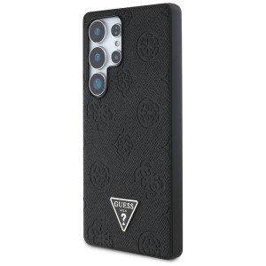 Etui Guess Grained Hot Stamp Peony       Pattern Triangle Logo MagSafe do Samsung Galaxy S25 Ultra czarny