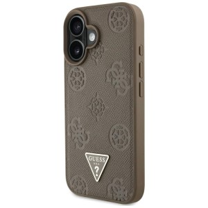 Etui Guess Grained Hot Stamp Peony       Triangle Logo MagSafe do iPhone 16 brązowy