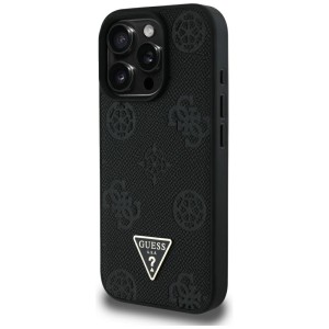 Etui Guess Grained Hot Stamp Peony       Triangle Logo MagSafe do iPhone 16 Pro Max czarny