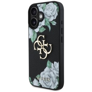 Etui Guess Grained Roses Big 4G logo do  iPhone 16 czarny