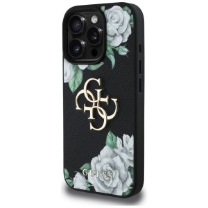 Etui Guess Grained Roses Big 4G logo do  iPhone 16 Pro Max czarny