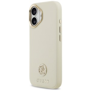 Etui Guess Grained Strass Logo MagSafe   do iPhone 17 beżowy