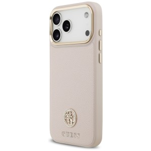 Etui Guess Grained Strass Logo MagSafe   do iPhone 17 Pro Max różowy