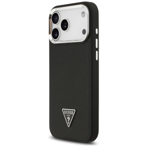 Etui Guess Grained Triangle Logo MagSafe do iPhone 17 Pro Max czarny