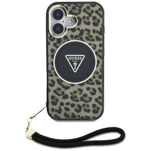 Etui Guess HC IML Leopard Triangle Cord  Strap do iPhone 16 MagSafe brązowy