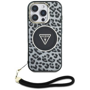 Etui Guess HC IML Leopard Triangle Cord  Strap do iPhone 16 Pro Max MagSafe czarny