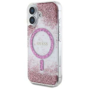 Etui Guess HC Resin Bottom Glitter do    iPhone 16 MagSafe różowy