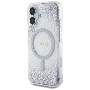Etui Guess HC Resin Bottom Glitter do    iPhone 16 MagSafe srebrny