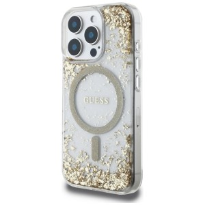 Etui Guess HC Resin Bottom Glitter do    iPhone 16 Pro MagSafe złoty
