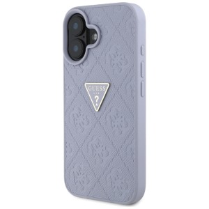 Etui Guess Hot Stamp 4G Pattern Triangle Metal Logo do iPhone 16 fioletowy