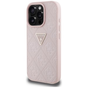 Etui Guess Hot Stamp 4G Pattern Triangle Metal Logo do iPhone 16 Pro Max różowy