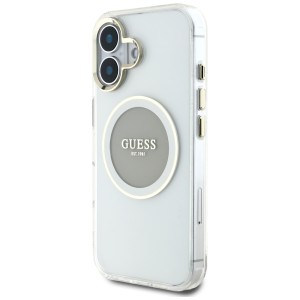 Etui Guess IML Metal Colored Circle      Classic Logo MagSafe do iPhone 16 szary