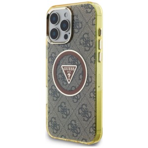 Etui Guess IML Metal Glitter 4G Circle   Triangle MagSafe do iPhone 16 Pro brązowy