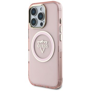 Etui Guess IML Metal Mountain Logo       MagSafe do iPhone 16 Pro Max różowy