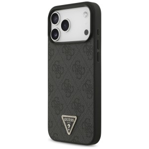 Etui Guess Leather 4G Triangle Strass    MagSafe do iPhone 17 Pro Max czarny