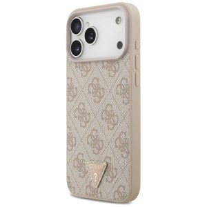 Etui Guess Leather 4G Triangle Strass    MagSafe do iPhone 17 Pro Max różowy