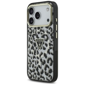 Etui Guess Leopard Glitter MagSafe do    iPhone 17 Pro czarny