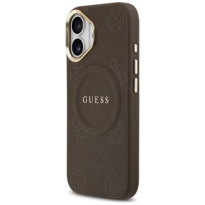 Etui Guess Peony Hot Stamp MagSafe do    iPhone 17 brązowy