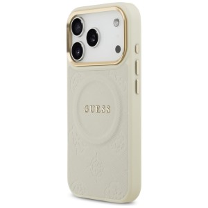 Etui Guess Peony Hot Stamp MagSafe do    iPhone 17 Pro beżowy