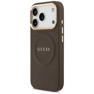 Etui Guess Peony Hot Stamp MagSafe do    iPhone 17 Pro brązowy