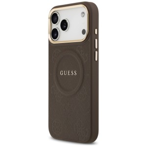 Etui Guess Peony Hot Stamp MagSafe do    iPhone 17 Pro Max brązowy