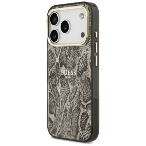 Etui Guess Python Pattern MagSafe do     iPhone 17 Pro brązowy