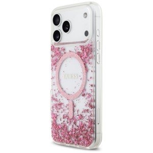 Etui Guess Resin Bottom Glitter MagSafe  do iPhone 17 Pro Max różowy