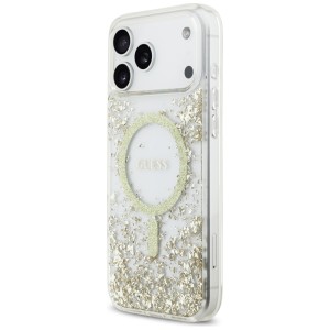 Etui Guess Resin Bottom Glitter MagSafe  do iPhone 17 Pro Max złoty