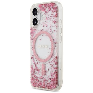 Etui Guess Resin Bottom Glitter MagSafe  do iPhone 17 różowy