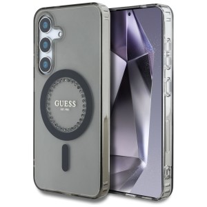 Etui Guess Rhinestones Printed Classic   Logo MagSafe Samsung Galaxy S25 czarny