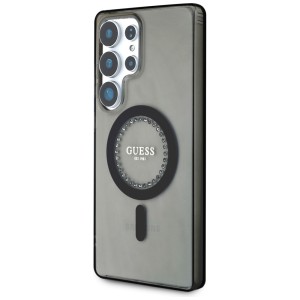 Etui Guess Rhinestones Printed Classic Logo MagSafe Samsung Galaxy S25 Ultra czarny