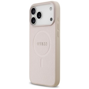 Etui Guess Saffiano Classic Logo MagSafe do iPhone 17 Pro Max różowy