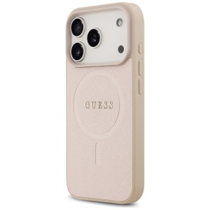Etui Guess Saffiano Classic Logo MagSafe do iPhone 17 Pro różowy